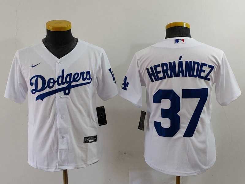 Youth Los Angeles Dodgers #37 Teoscar Hernandez White Cool Base Stitched Jersey->mlb youth jerseys->MLB Jersey